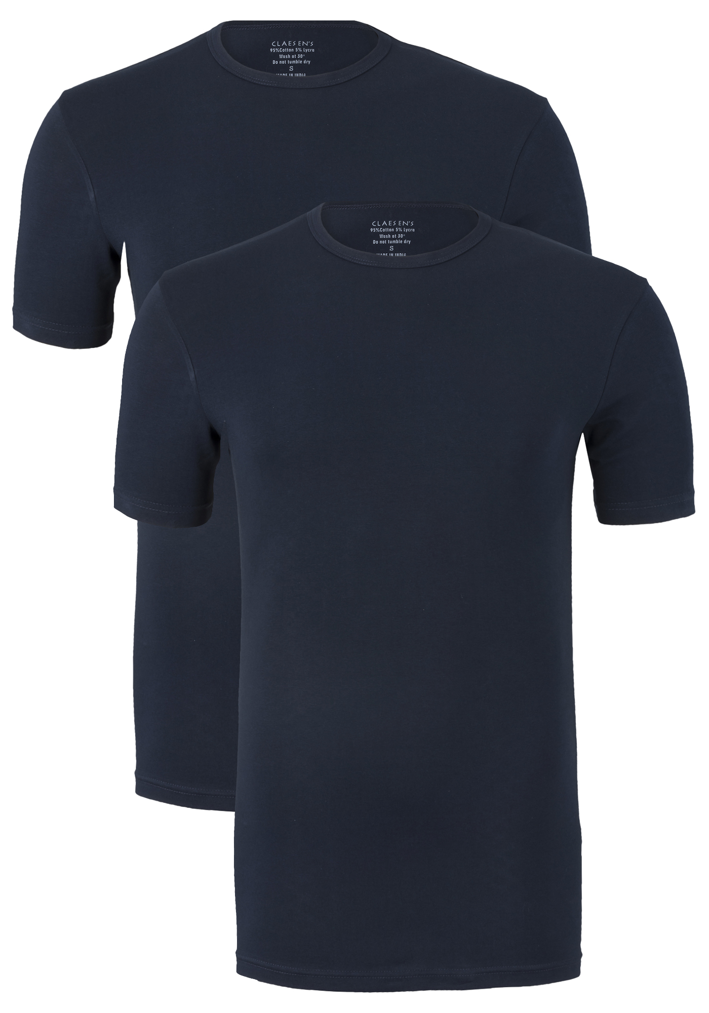 Claesen's Basics T-shirts (2-pack), heren T-shirts O-hals, blauw