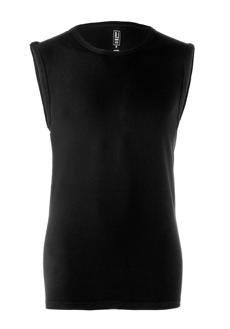 RJ Bodywear, mouwloos T-shirt O-hals, zwart (stretch)
