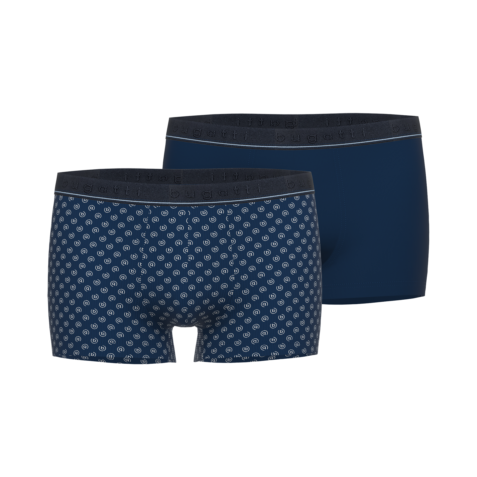 BUGATTI heren boxer normale lengte (2-pack), donkerblauw dessin