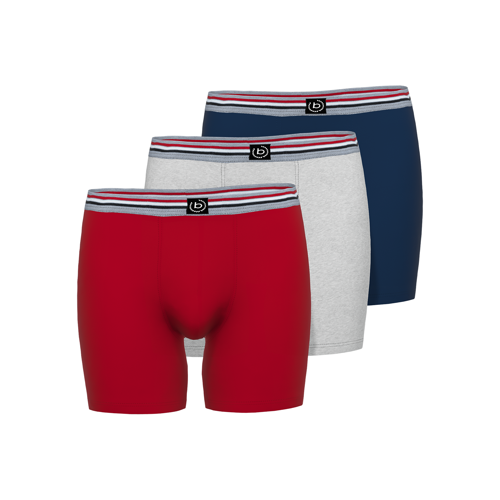 BUGATTI heren boxer normale lengte (3-pack), donkerrood