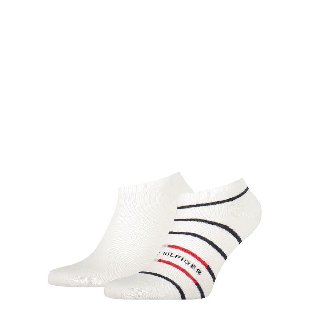 Tommy Hilfiger Sneaker Breton Stripe (2-pack), heren enkelsokken, wit gestreept