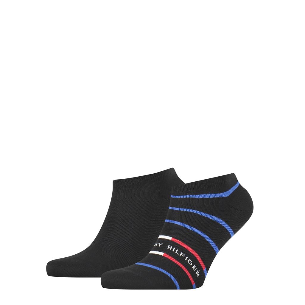 Tommy Hilfiger Sneaker Breton Stripe (2-pack), heren enkelsokken, zwart gestreept