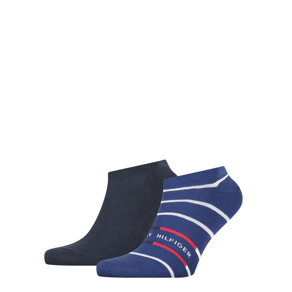 Tommy Hilfiger Sneaker Breton Stripe (2-pack), heren enkelsokken, blauw gestreept