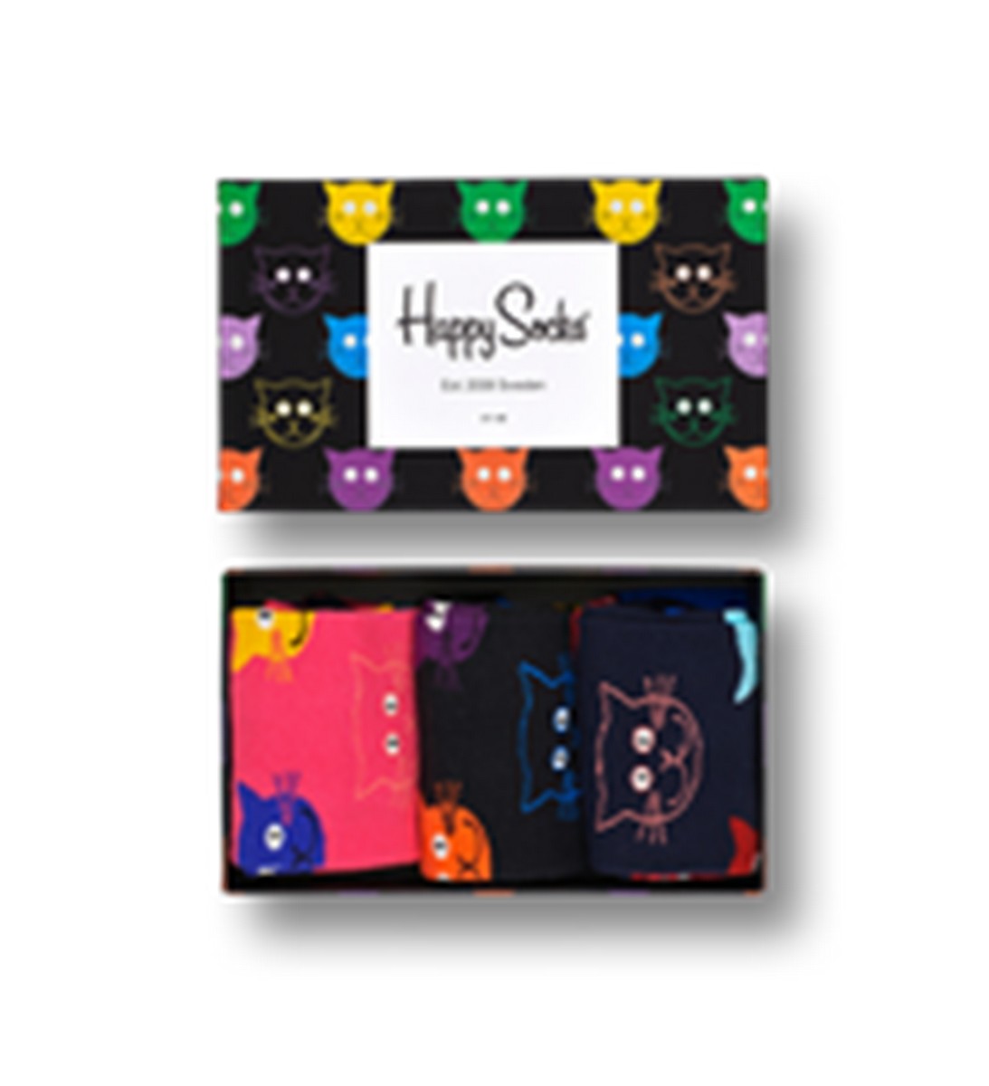 Happy Socks Cat Gift box (3-pack), unisex sokken in cadeauverpakking