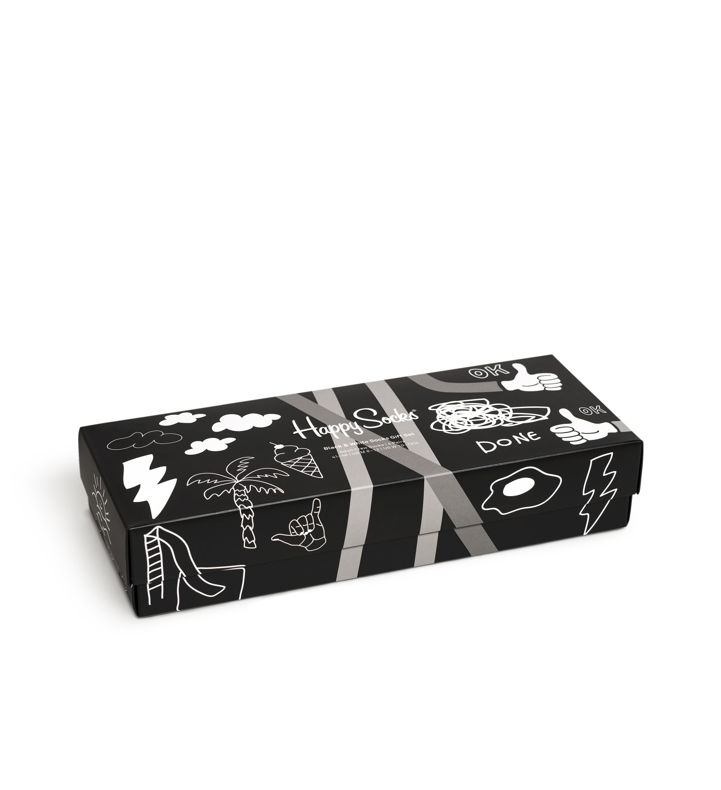 Happy Socks Black And White Socks Gift Set (4-pack), unisex sokken in cadeauverpakking
