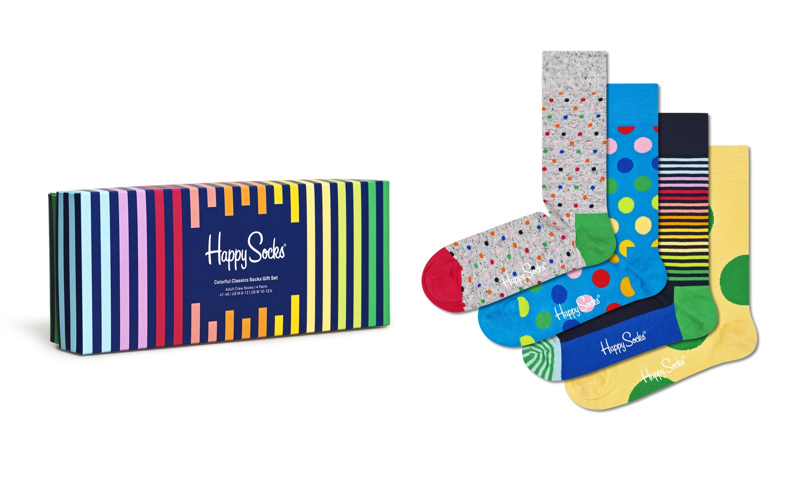 Happy Socks Colorful Classics Socks Gift Set (4-pack), unisex sokken in cadeauverpakking