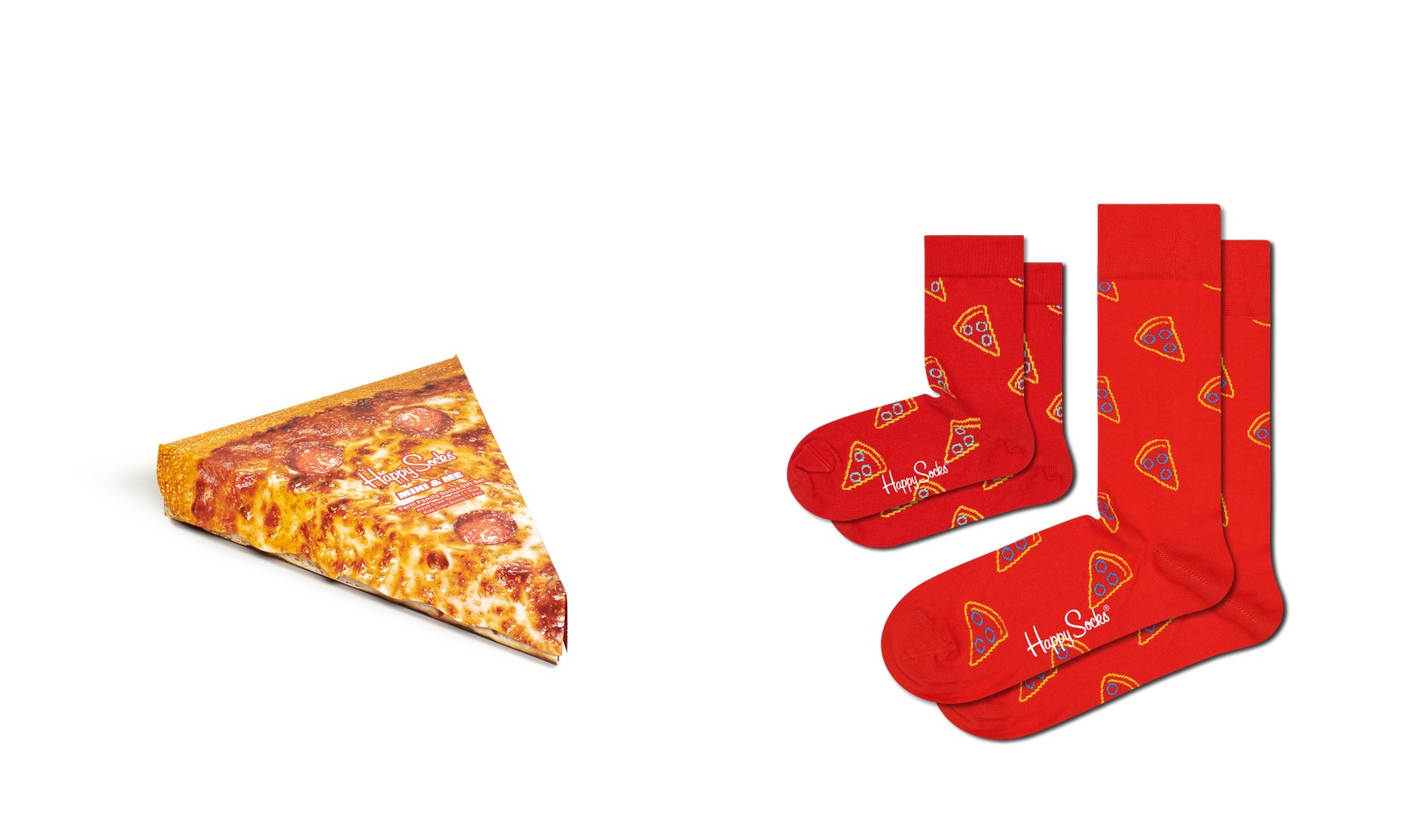 Happy Socks Pizza Socks Gift Set (2-pack), unisex sokken in cadeauverpakking