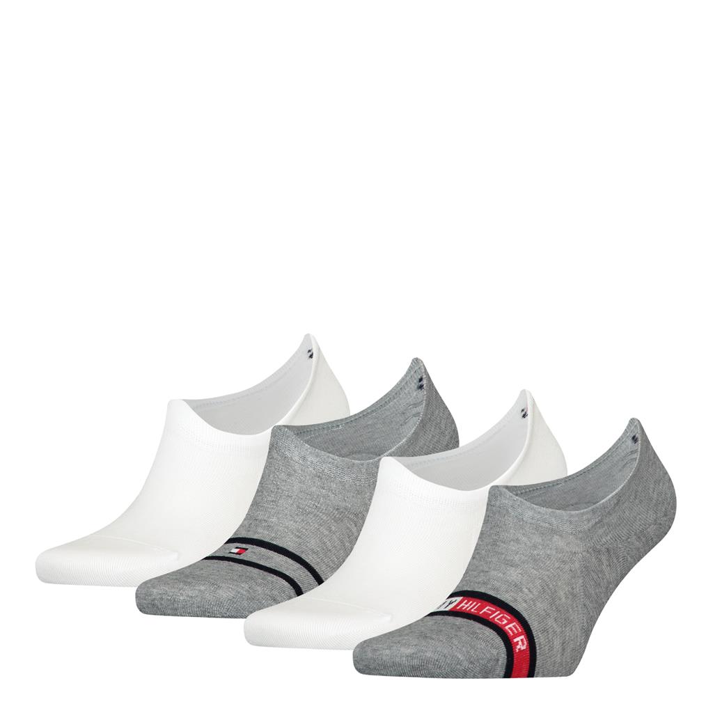 Tommy Hilfiger Footie Giftbox (4-pack), heren onzichtbare sokken, grijs