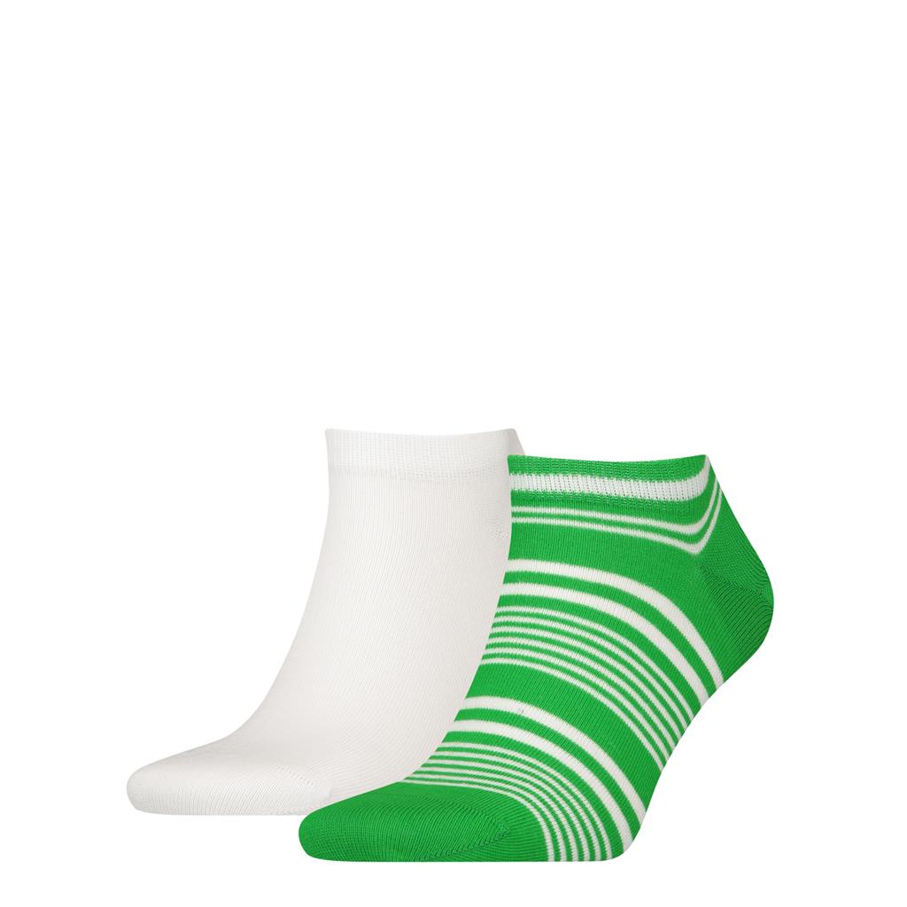 Tommy Hilfiger Sneaker Irregular Breton (2-pack), heren enkelsokken, groen gestreept