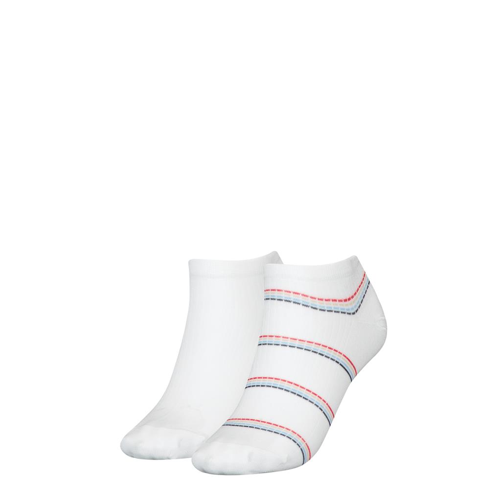 Tommy Hilfiger Sneaker Coastal Stripe Tencel (2-pack), dames enkelsokken, wit gestreept