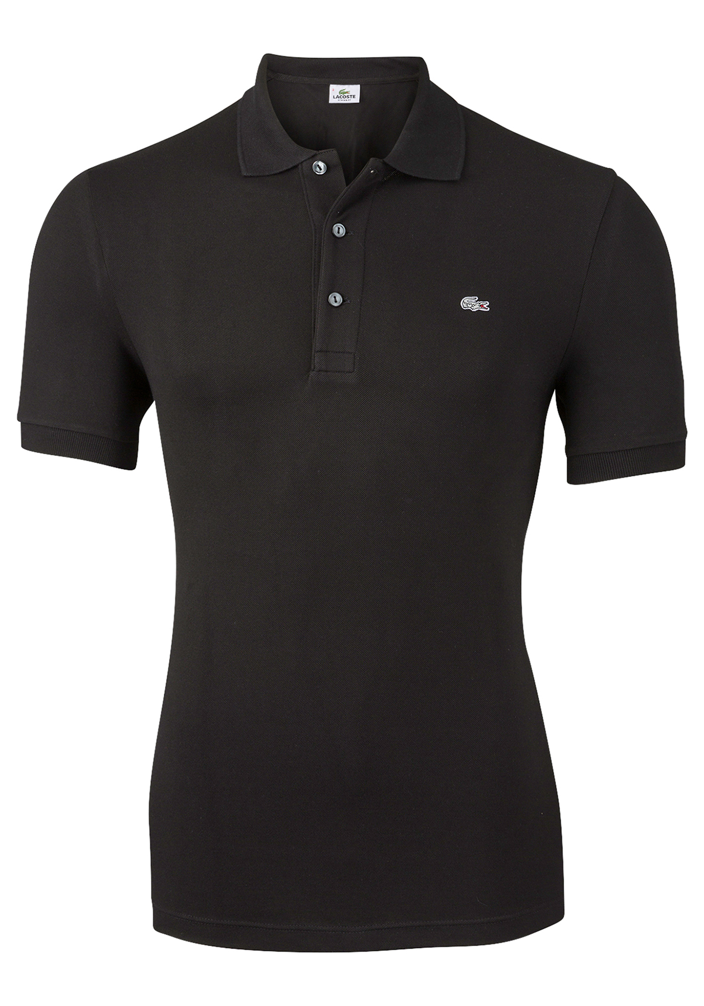 Lacoste stretch slim fit polo, heren polo extra getailleerd, zwart