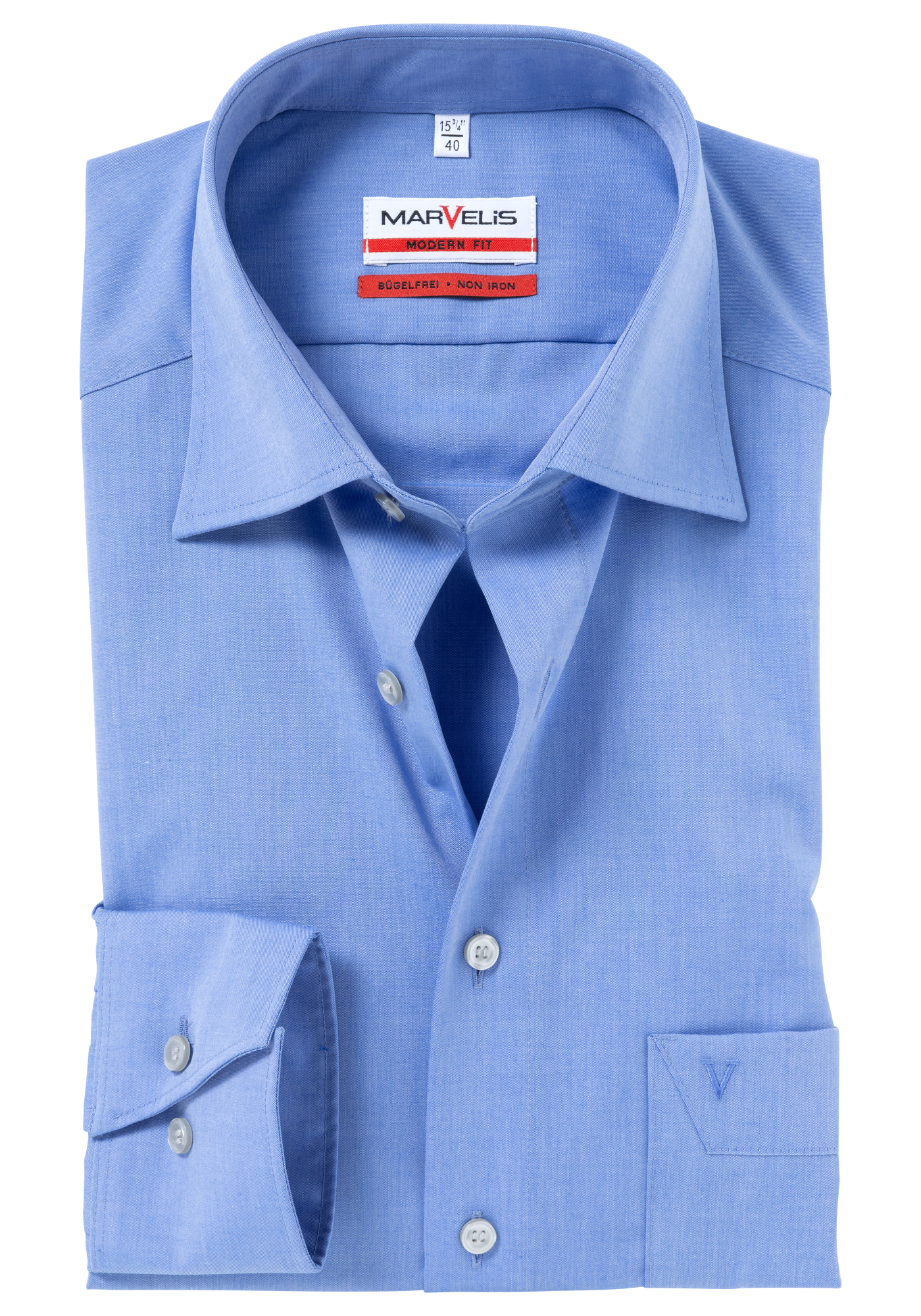 MARVELIS modern fit overhemd, middel blauw