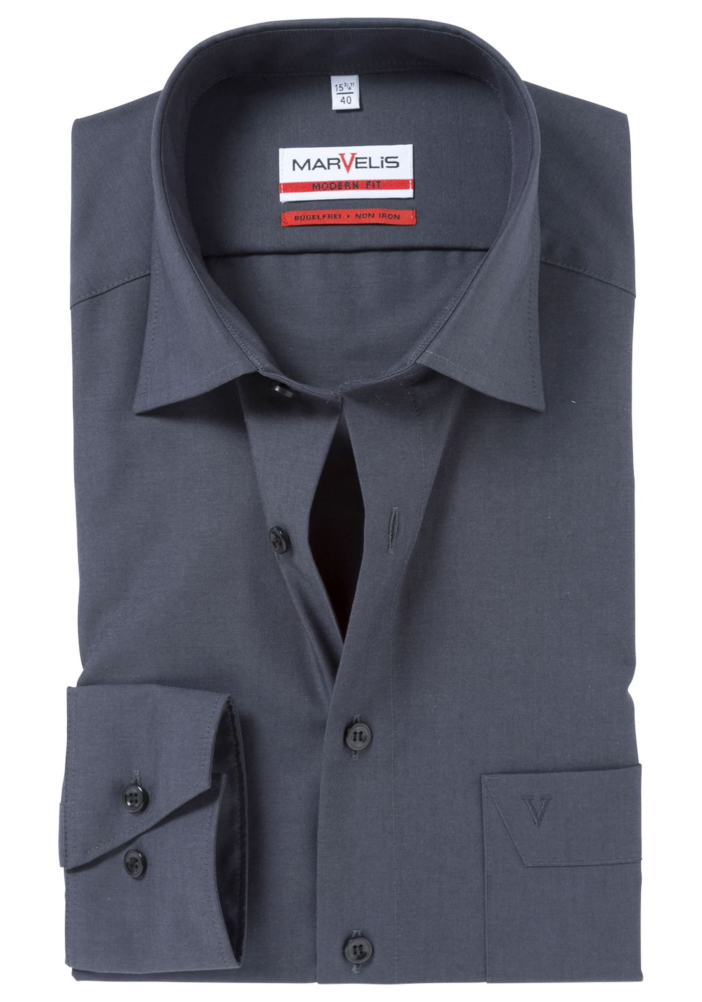 MARVELIS modern fit overhemd, antraciet grijs