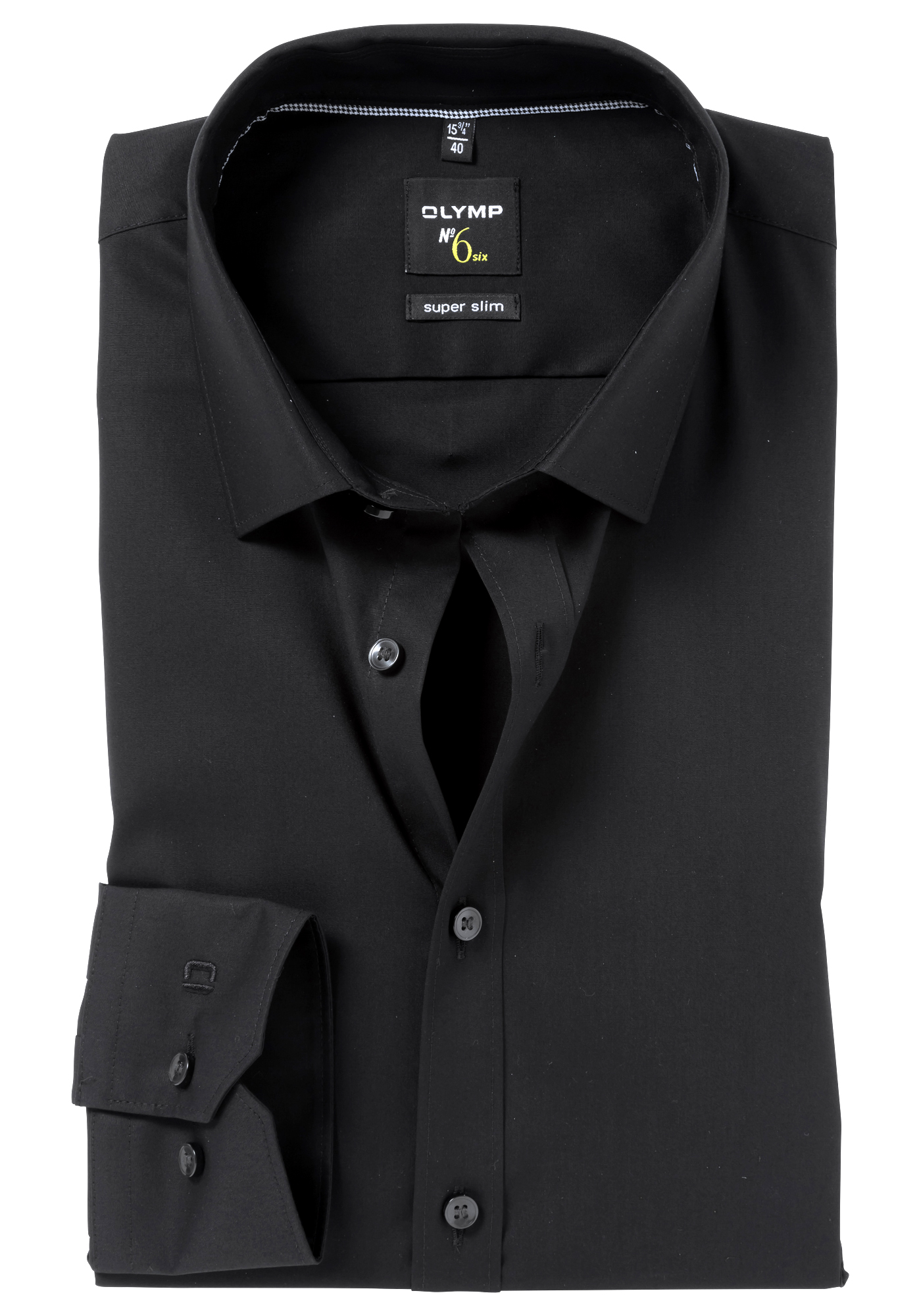 OLYMP No. Six super slim fit overhemd, zwart (met extra tailleringsnaden)