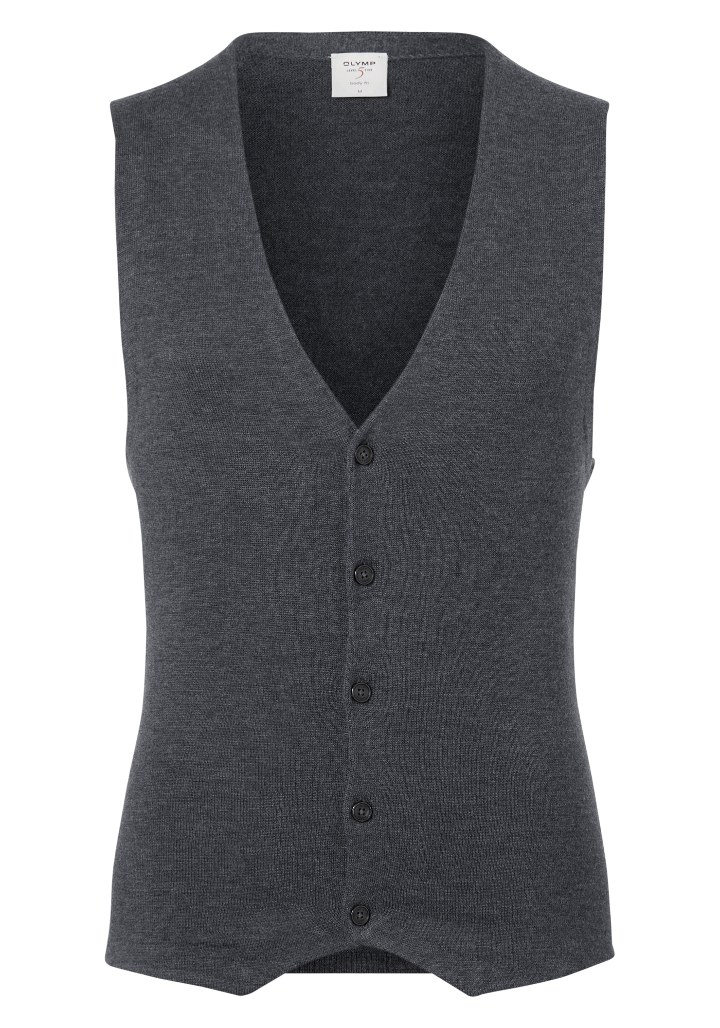 OLYMP Level 5 body fit gilet, wol met zijde, antraciet grijs mouwloos vest