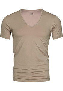 Mey Dry Cotton functional T-shirt (1-pack), heren T-shirt slim fit diepe V-hals, huidskleur