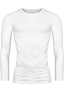 Mey Casual Cotton long sleeved shirt (1-pack), heren T-shirt O-hals lange mouw, wit