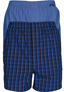 SCHIESSER Cotton Essentials boxershorts wijd (2-pack), klassiek katoen, blauw en geruit