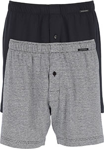 SCHIESSER Cotton Essentials boxershorts wijd (2-pack), tricot, zwart en fijn gestreept