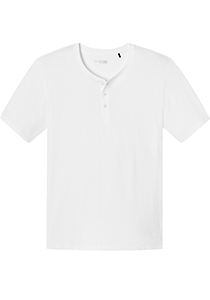 SCHIESSER Mix+Relax T-shirt, korte mouw O-hals met knoopjes, wit