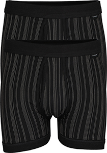 SCHIESSER Original Classics shorts (2-pack), Feinripp met gulp, zwart gestreept           
