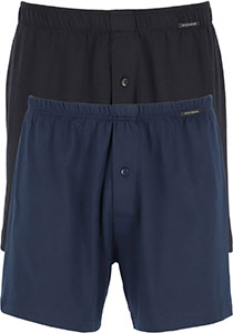 SCHIESSER Cotton Essentials boxershorts wijd (2-pack), tricot, zwart en donkerblauw