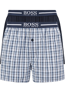 HUGO BOSS boxershorts woven (2-pack), heren boxers wijd model, navy blauw en geruit