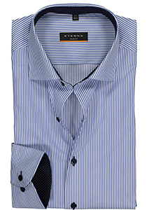 ETERNA slim fit overhemd, twill heren overhemd, blauw met wit gestreept (blauw contrast)