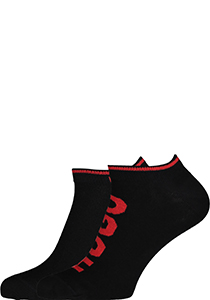 HUGO logo sokken (2-pack), unisex enkelsokken, zwart