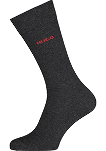 HUGO logo sokken (2-pack), herensokken katoen, antraciet grijs
