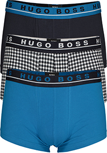 HUGO BOSS trunk (3-pack), heren boxers kort, zwart, kobalt en zwart met wit geruit