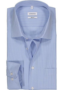 Seidensticker regular fit overhemd, lichtblauw met wit geruit