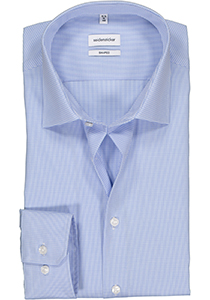 Seidensticker shaped fit overhemd, lichtblauw met wit geruit  
