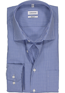 Seidensticker regular fit overhemd, blauw met wit geruit 