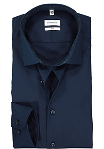Seidensticker slim fit overhemd, donkerblauw (gestipt contrast)