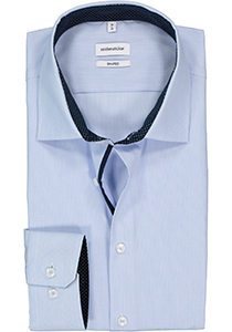 Seidensticker shaped fit overhemd, blauw met wit gestreept (contrast)