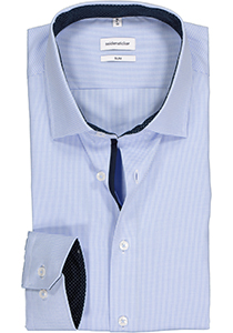 Seidensticker slim fit overhemd, blauw met wit geruit (contrast)  