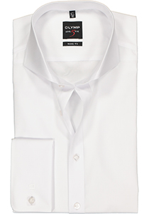 OLYMP Level 5 body fit overhemd, mouwlengte 7, dubbele manchet, wit