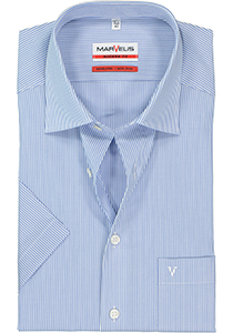 MARVELIS modern fit overhemd, korte mouw, blauw-wit gestreept