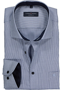 CASA MODA comfort fit overhemd, blauw met wit structuur mini dessin (contrast)