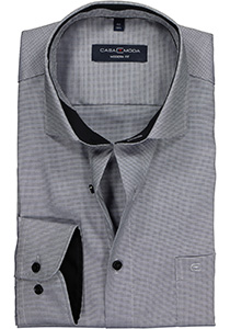 CASA MODA modern fit overhemd, zwart met grijs en wit structuur (contrast) 