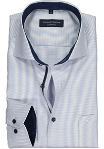 CASA MODA comfort fit overhemd, blauw met wit mini dessin structuur (contrast)
