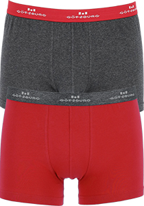 Gotzburg heren boxers (2-pack), normale lengte, donkergrijs en rood