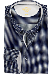 Redmond modern fit overhemd, poplin, donkerblauw met wit gestipt (contrast)