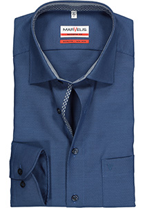 MARVELIS Modern Fit overhemd, blauw structuur (contrast)