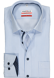 MARVELIS modern fit overhemd, lichtblauw met wit gestreept (contrast)