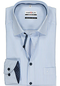 MARVELIS comfort fit overhemd, lichtblauw met wit gestreept (contrast)
