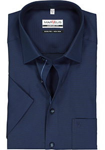 MARVELIS comfort fit overhemd, korte mouw, nachtblauw structuur (contrast)
