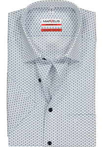 MARVELIS modern fit overhemd, korte mouw, wit met blauw dessin