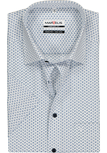 MARVELIS comfort fit overhemd, korte mouw, wit met blauw dessin